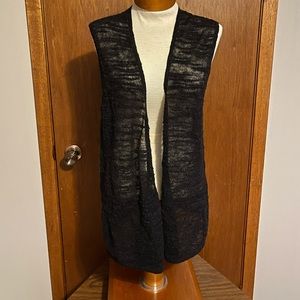 J. Jill Wool Blend Black Sleeveless Lightweight Cardigan Size Medium Petite